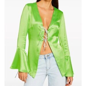 Retrofête Lime Green Satin Blouse NWT